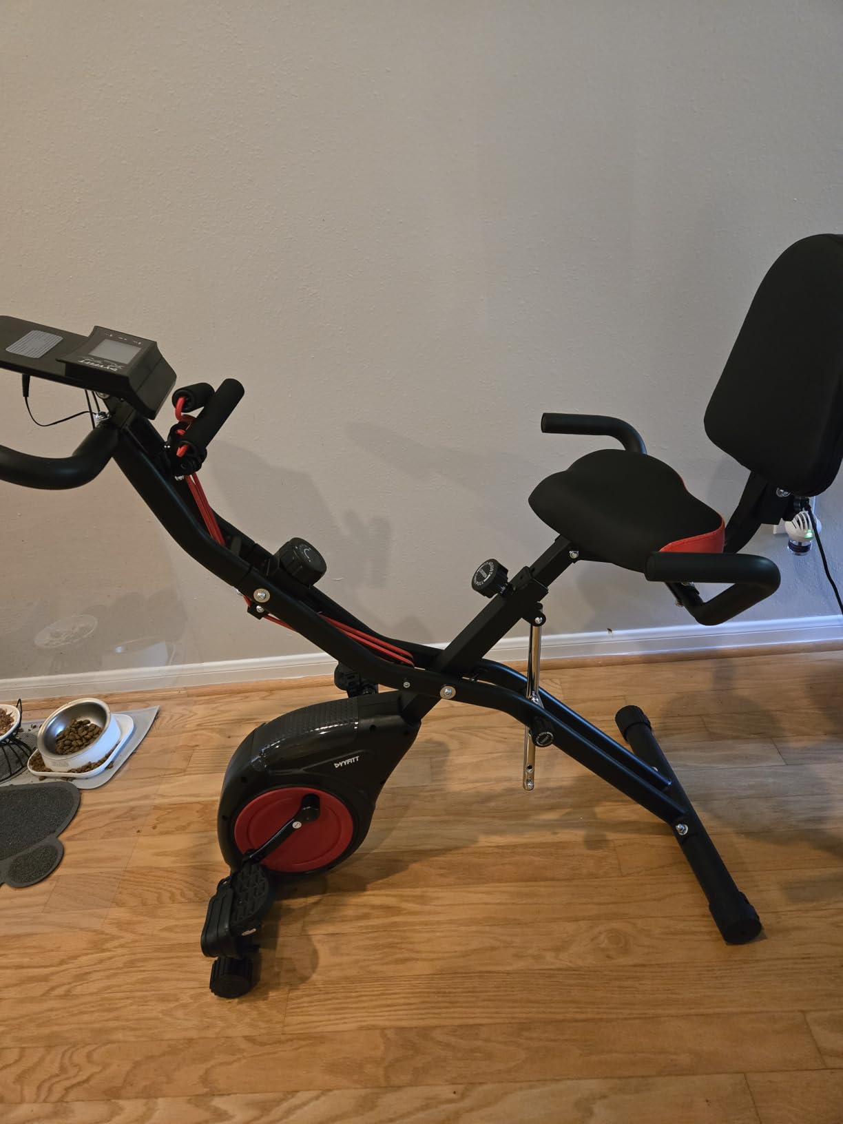 YYFITT 3-IN-1 Exercise Bike with Luminous Digits Display | Folding Stationary Bikes for Home Seniors | Compact Workout Bike with Fully Support Backrest - Wider Seat - 16 Level Magnetic Resistance customer photo 2