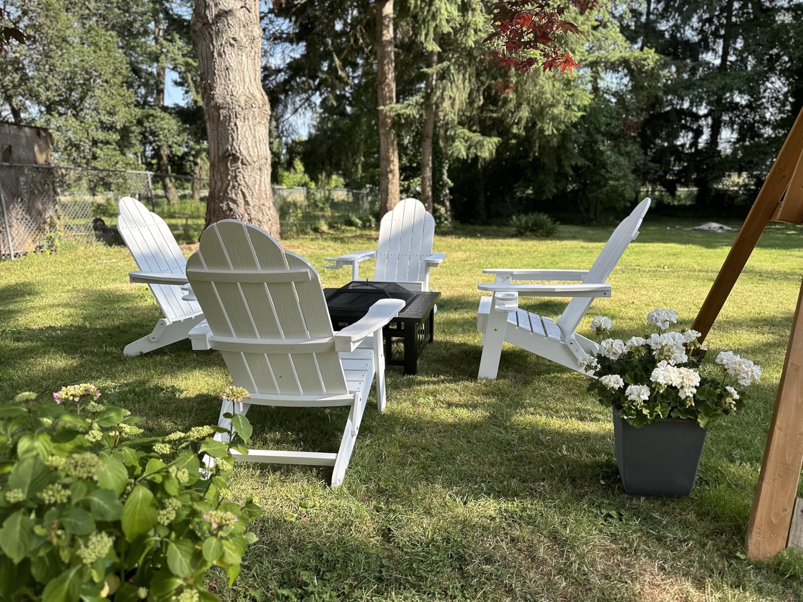 LUE BONA Folding Adirondack Chair Set of 4, Black HDPS Fire Pit Patio Chairs Weather Resistant, Modern Plastic Outdoor Chairs with Cup Holder customer photo 1