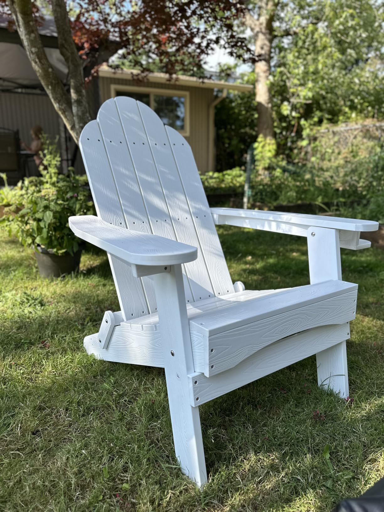 LUE BONA Folding Adirondack Chair Set of 4, Black HDPS Fire Pit Patio Chairs Weather Resistant, Modern Plastic Outdoor Chairs with Cup Holder customer photo 2