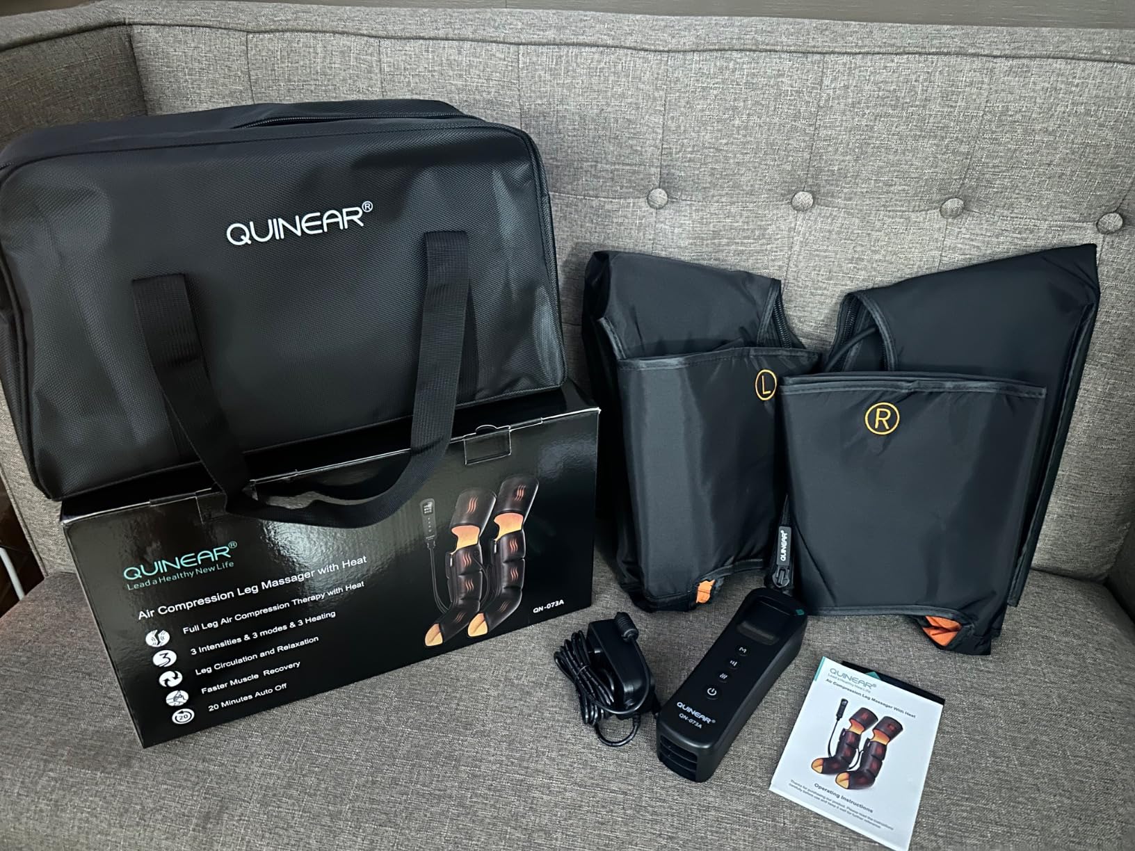 QUINEAR Leg Massager, 3-in-1 Foot Calf & Thigh Massager with Heat and Compression Therapy, Leg Massage Boots for Pain Relief, FSA-HSA Eligible customer photo 1