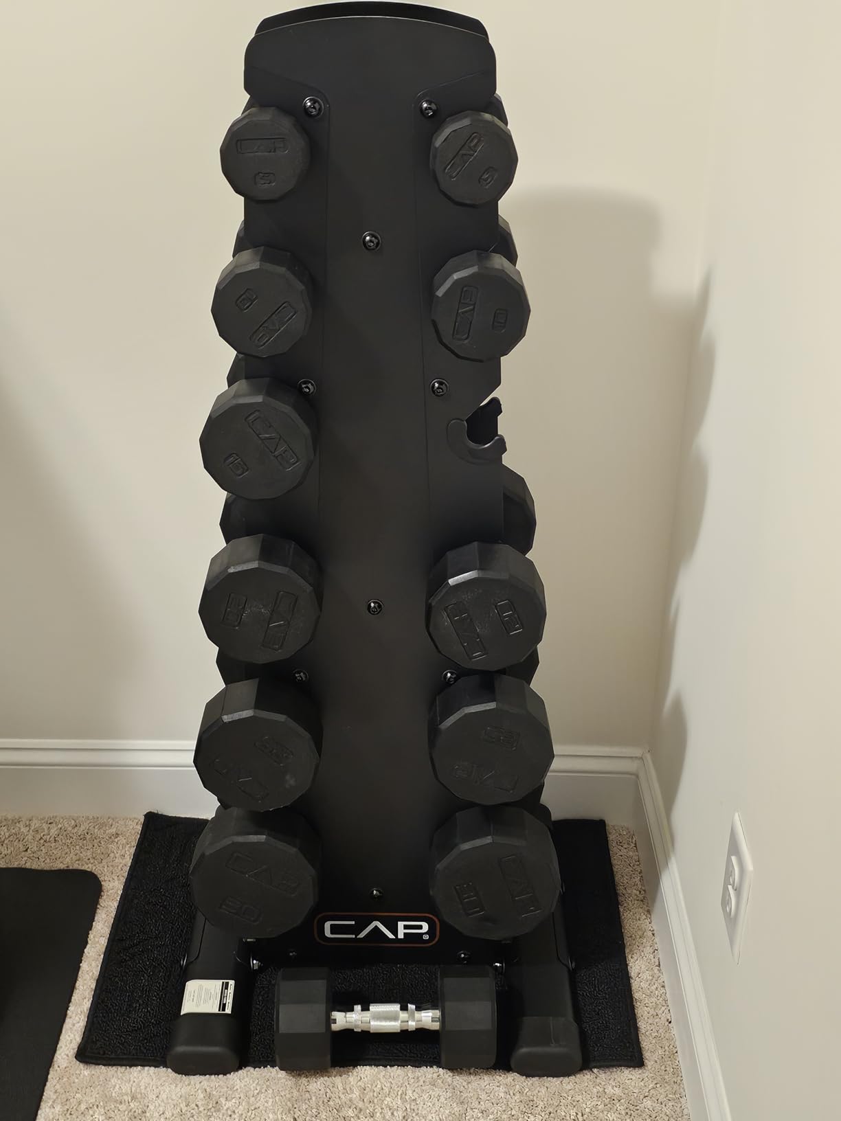 CAP Rubber Coated Hex Dumbbell Set with Storage Rack | 100-210 lb Options, Space-Saving Vertical Compact Storage for Home Gym Strength Training customer photo 1