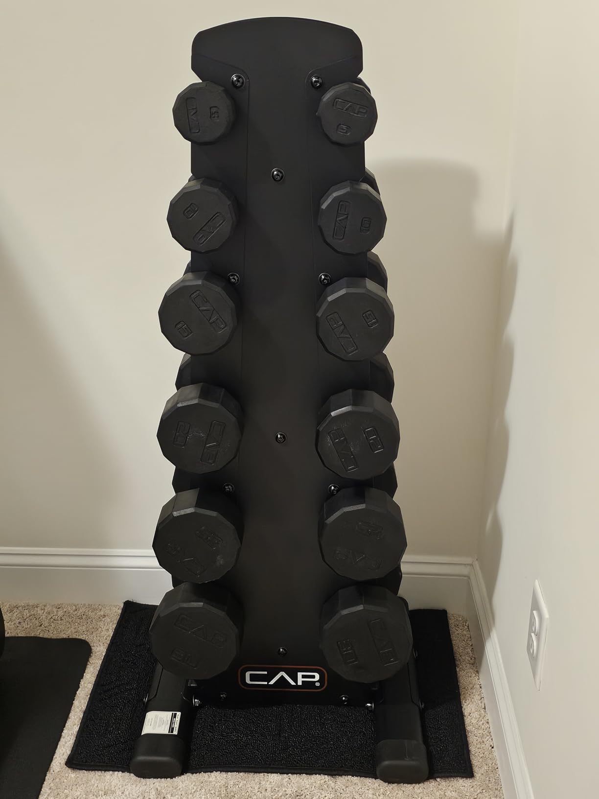 CAP Rubber Coated Hex Dumbbell Set with Storage Rack | 100-210 lb Options, Space-Saving Vertical Compact Storage for Home Gym Strength Training customer photo 2
