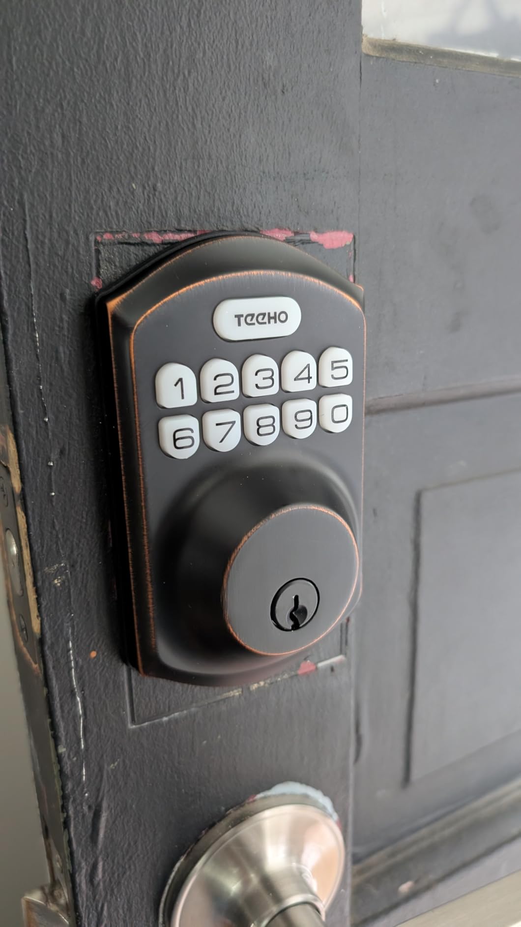 TEEHO TE001 Keyless Entry Door Lock with Keypad - Smart Deadbolt Lock for Front Door with 2 Keys - Auto Lock - Easy Installation - Satin Nickel customer photo 1