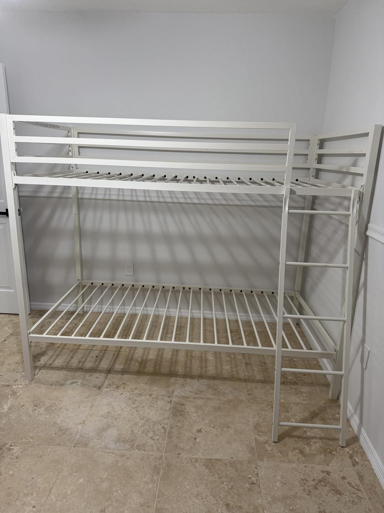 SHA CERLIN Loft Bunk Bed Twin Over Twin Size with Ladder and Guardrail, Heavy Duty Metal Slats Support No Box Spring Needed Small Space Saving Furniture for Bedroom Dorm, Black customer photo 2