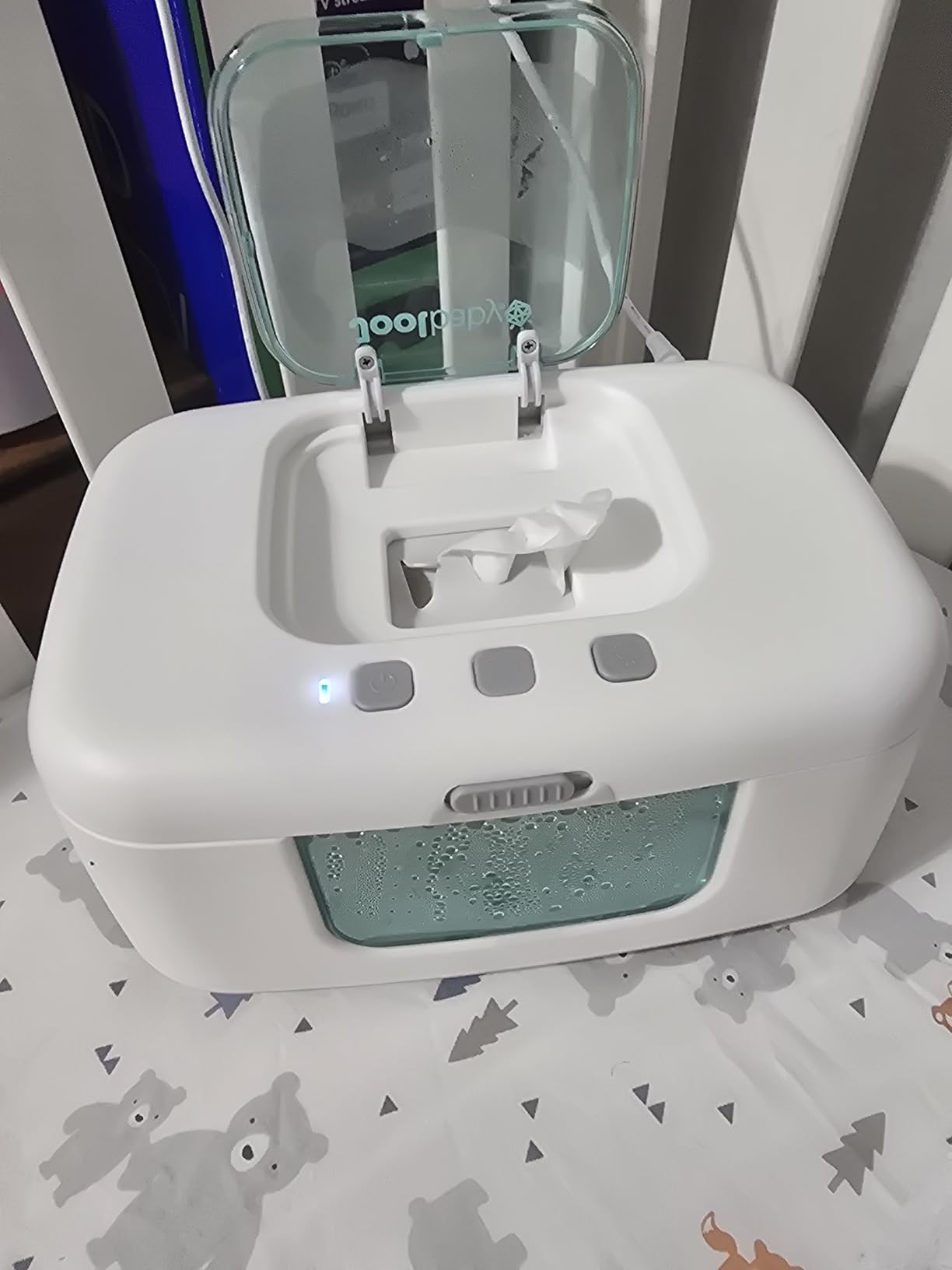 Jool Baby TinyBums Baby Wipe Warmer & Dispenser with LED Changing Light & On/Off Switch (Gray) customer photo 1