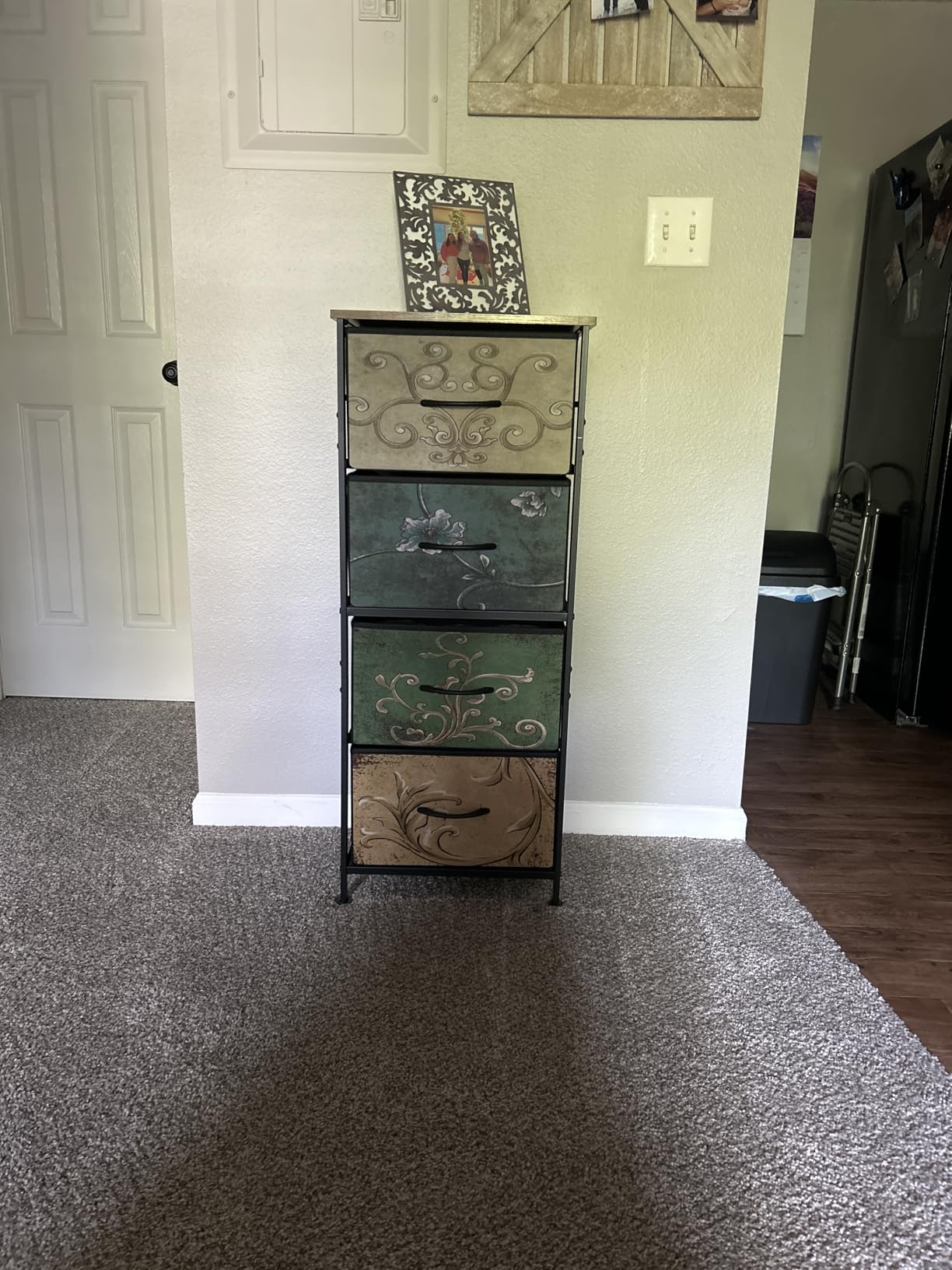 WLIVE Dresser with 4 Drawers, Fabric Storage Tower, Organizer Unit for Bedroom, Hallway, Entryway, Closets, Sturdy Steel Frame, Wood Top, Easy Pull Handle, Rustic Brown Wood Grain Print customer photo 1