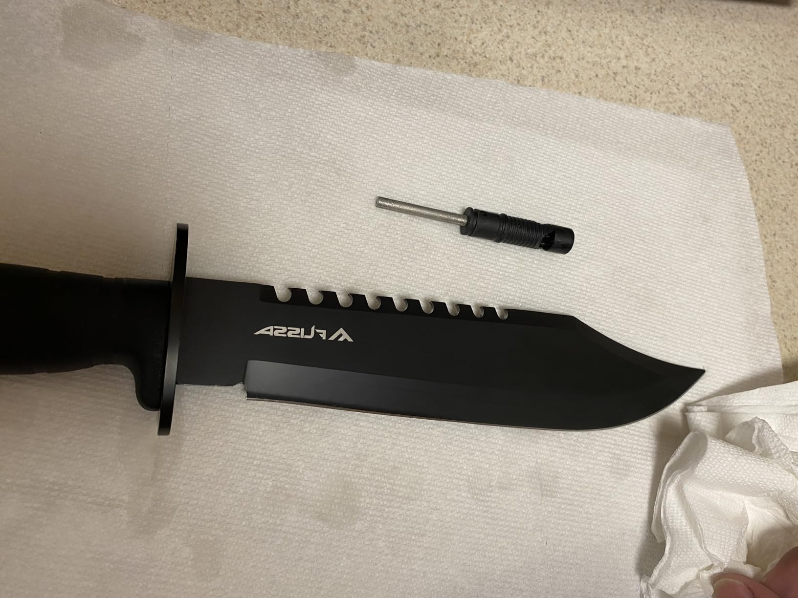 FLISSA Survival Hunting Knife with Sheath, 15-inch Full Tang Fixed Blade Tactical Bowie Knife with Sharpener & Fire Starter for Camping, Outdoor, Bushcraft customer photo 2