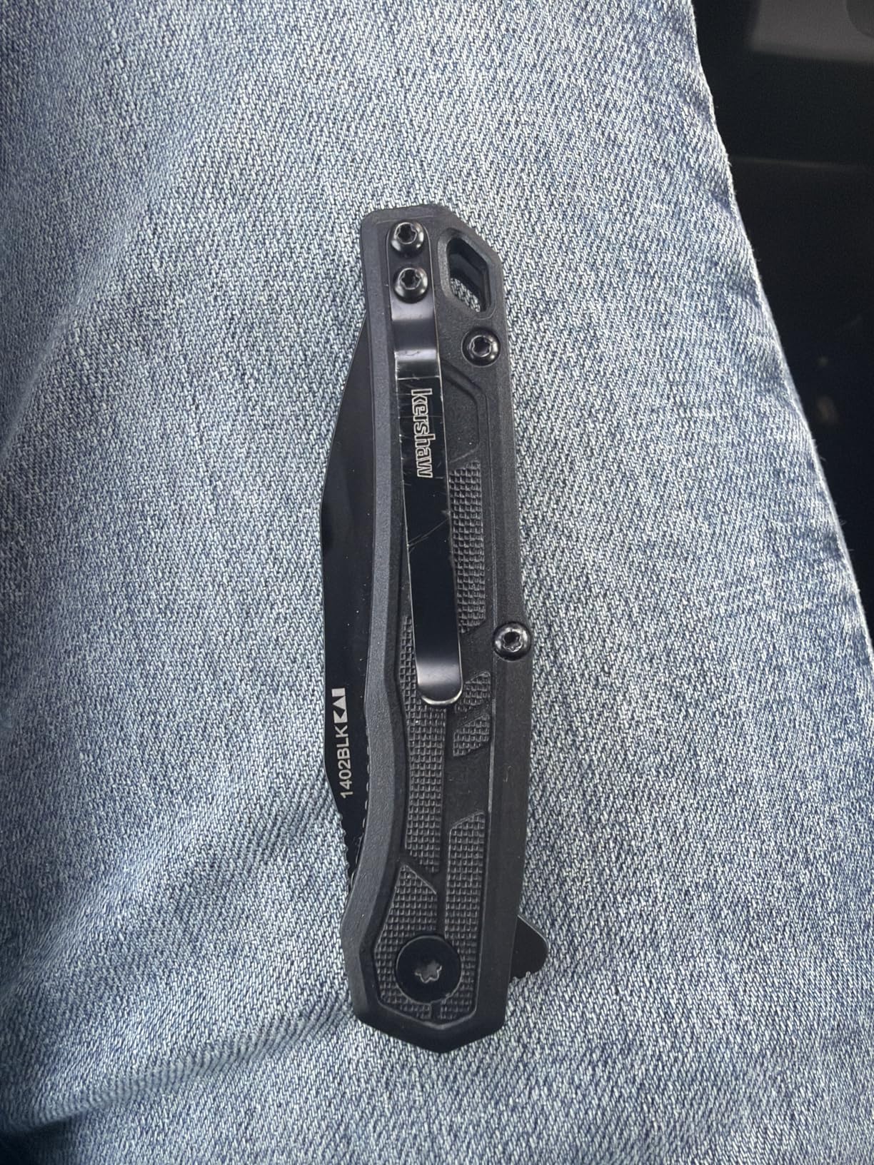 Kershaw Appa Pocket Knife, All-Black, 2.75 Inch Steel Reverse Tanto Blade, EDC with Assisted Opening, Reversible Pocketclip, Everyday Carry Pocket Knife for Men and Women customer photo 1