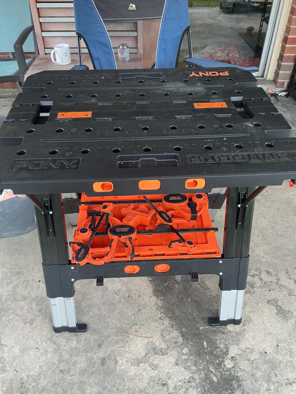 Pony Portable Folding Work Table, 2-in-1 as Sawhorse & Workbench, 31
