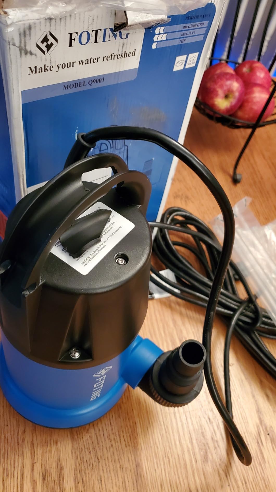 FOTING Sump Pump 1HP Clean/Dirty Submersible Water Pump,4600GPH Utility Pump Thermoplastic Electric Portable Transfer Water Pump for Swimming Pool Pond Basement with 10ft Power Cord,Manual customer photo 2
