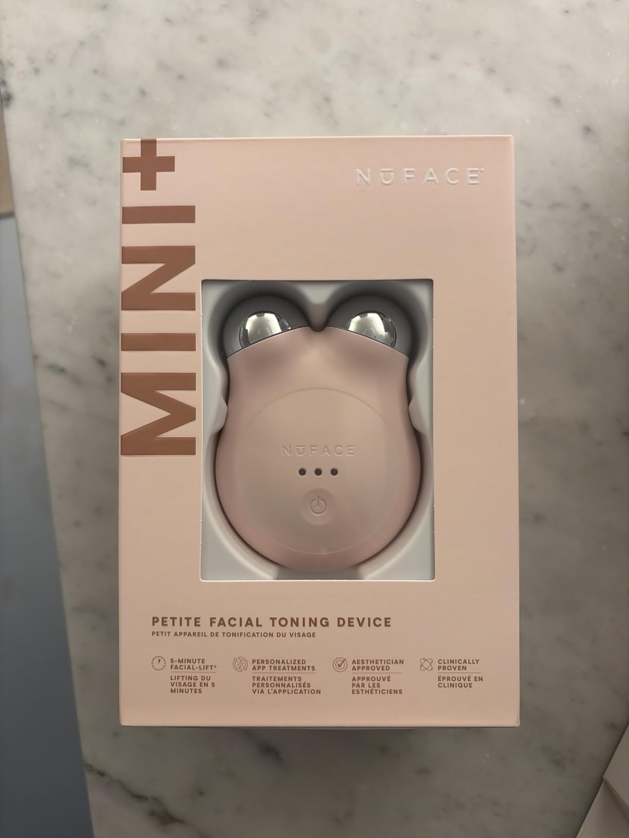 NUFACE MINI+ Microcurrent Face Massager Device, FDA-Cleared - Neck & Facial Sculpting Tool for Skin Tightening, Contouring, Depuffing, Toning & Support Lymphatic Drainage + Activator Gel, Sandy Rose customer photo 1