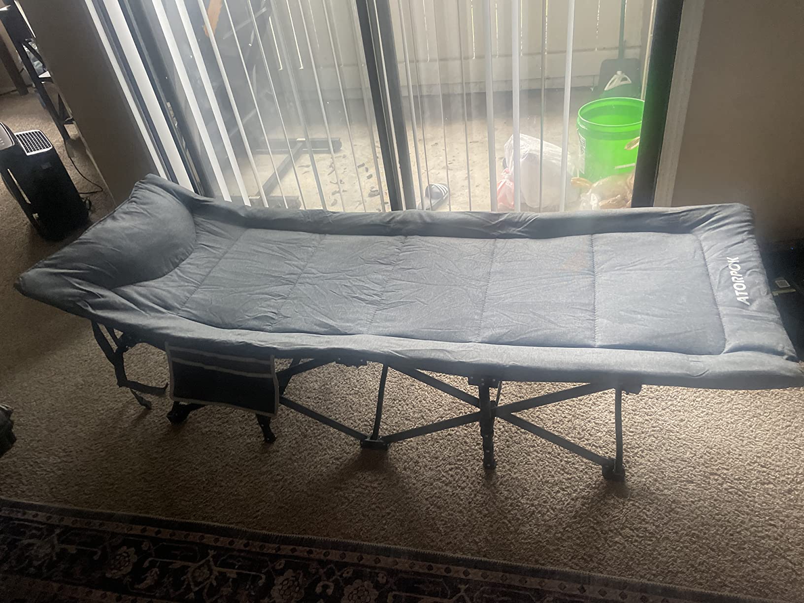 ATORPOK Camping Cot for Adults with Cushion and Pillow, Portable Folding Bed for Sleeping, Lightweight Tent cot with Carry Bag Supports 450 lbs (Grey) customer photo 2