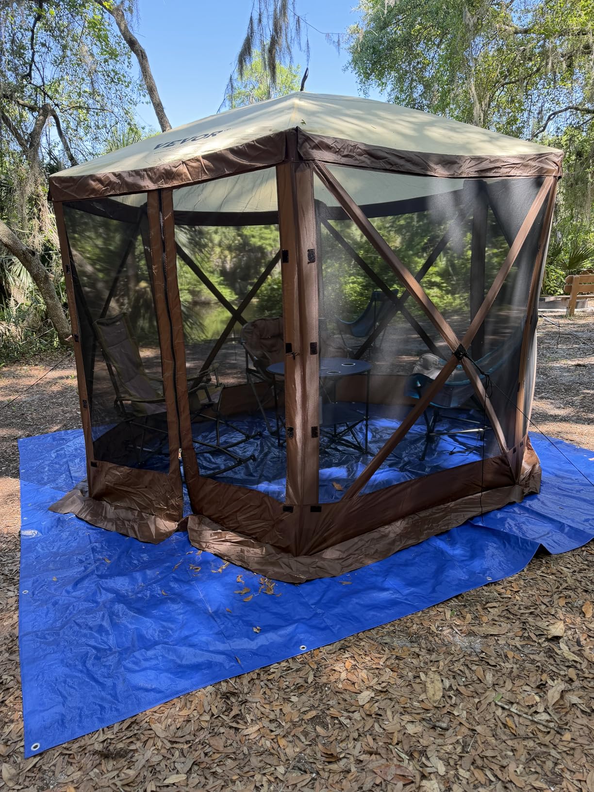 VEVOR 12x12ft 6 Sided Pop-up Canopy Shelter Tent with Mesh Windows, Portable Carry Bag, Large Shade Tents for Outdoor Camping customer photo 1