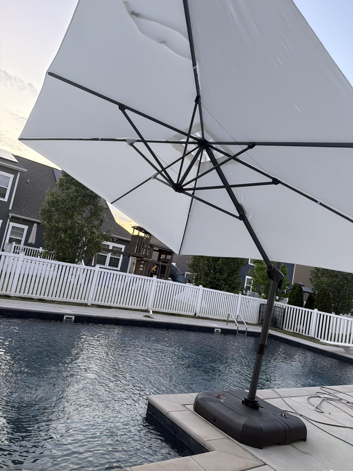 PURPLE LEAF Patio Umbrella with Base 10 Feet Outdoor Cantilever Square Umbrella Aluminum Offset Umbrella with 360-degree Rotation for Garden Deck Pool Patio customer photo 1