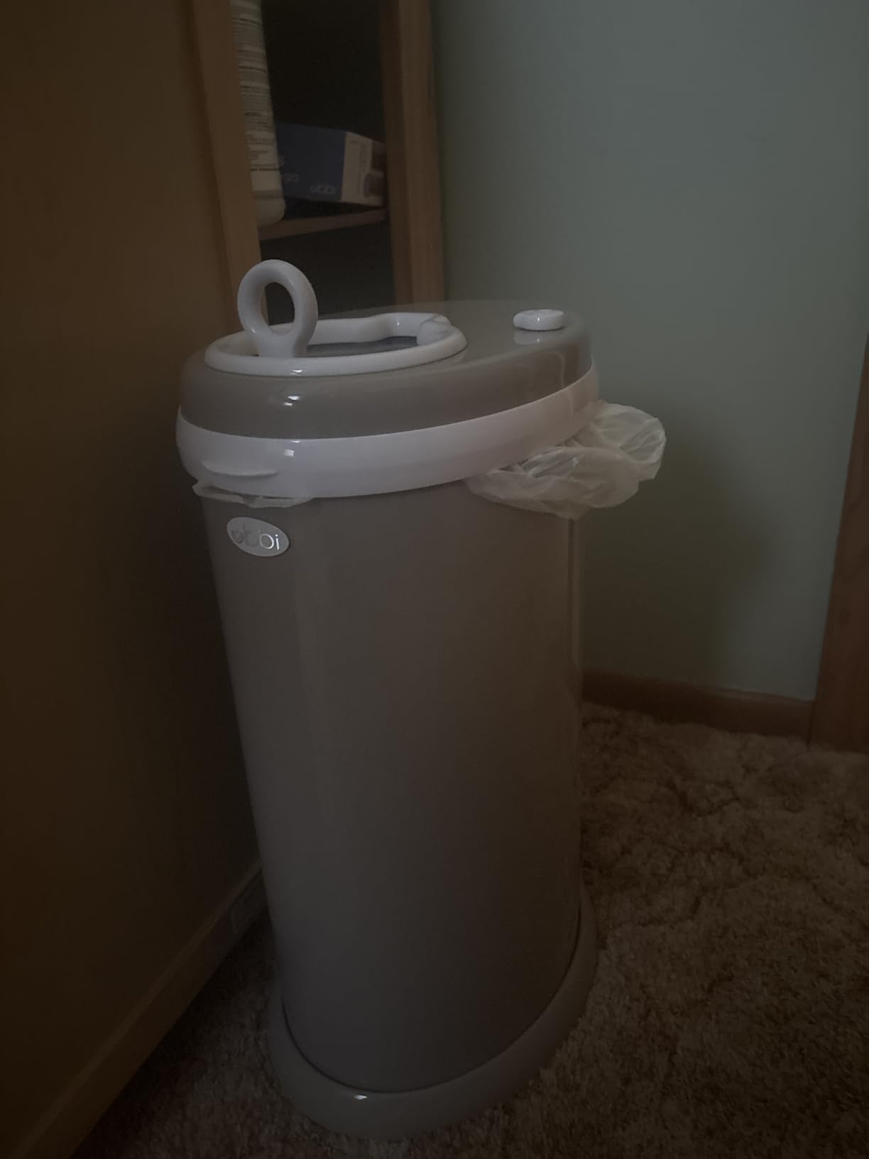 Ubbi Stainless Steel Diaper Pail, Odor Locking, No Special Bag Required, Award-Winning, Registry Must-Have, Taupe customer photo 1