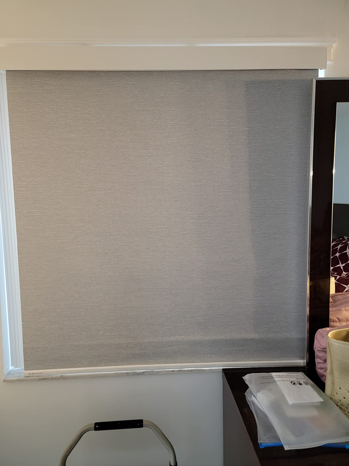 Smart Motorized Blinds with Remote, Cordless No-Drill Automatic Roller Shades, Blackout Electric Blind for Windows, White, 34 x 72 customer photo 2