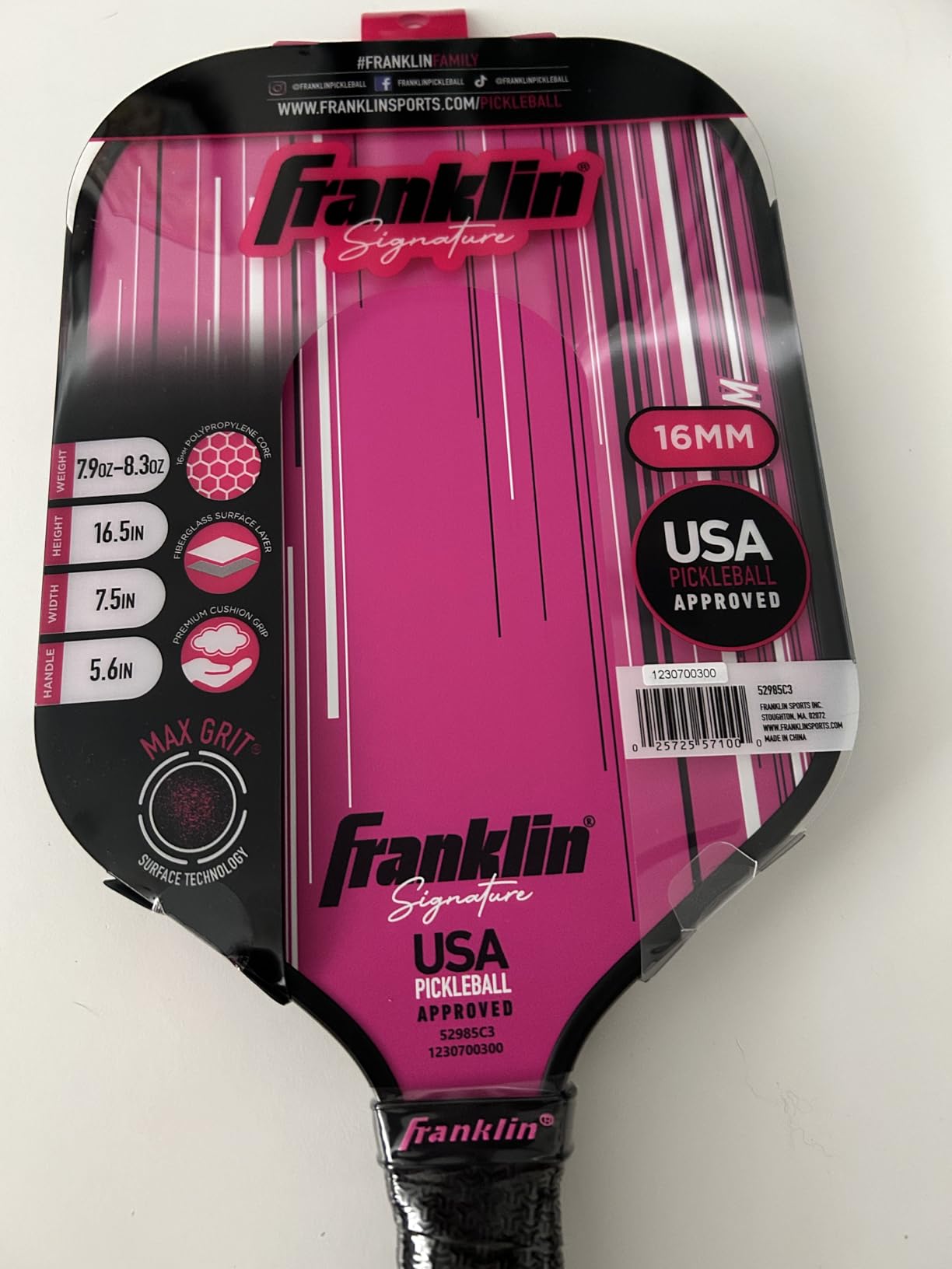 Franklin Sports Pro Pickleball Paddles - Signature Series Pro Pickleball Paddle with MaxGrit Surface - USA Pickleball (USAPA) Approved Tournament Pickleball Paddles - 13mm + 16mm Polypropylene Cores customer photo 1