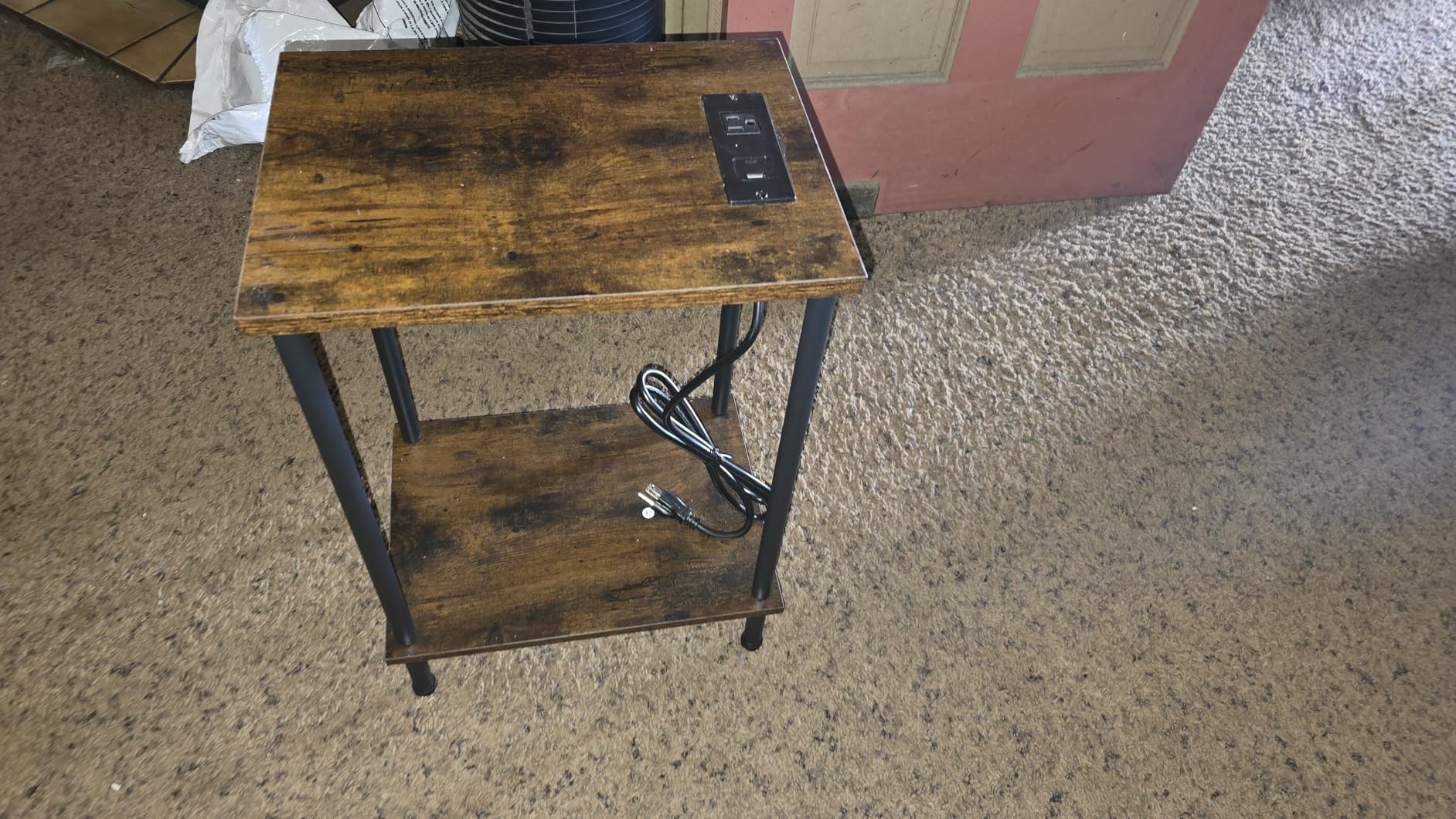 HOOBRO Side Table with Charging Station, Set of 2 End Tables with USB Port and Outlets, Nightstand with 2-Layer Storage Shelves for Small Spaces, Living Room, Bedroom, Rustic Brown customer photo 2