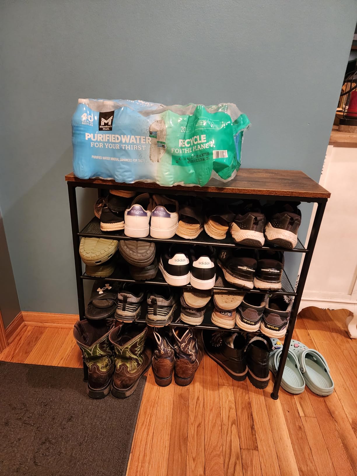 HOOBRO Shoe Rack for Entryway, 5-Tier Shoe Organizer with Adjustable Mesh Shelves, 16-20 Pairs of Shoes, Spacious Floor Mount, Metal, Industrial, Shoe Shelf for Closet, Rustic Brown BF12XJ01 customer photo 1