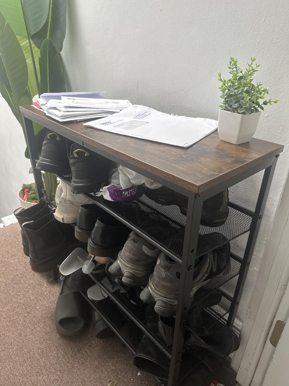 HOOBRO Shoe Rack for Entryway, 5-Tier Shoe Organizer with Adjustable Mesh Shelves, 16-20 Pairs of Shoes, Spacious Floor Mount, Metal, Industrial, Shoe Shelf for Closet, Rustic Brown BF12XJ01 customer photo 2