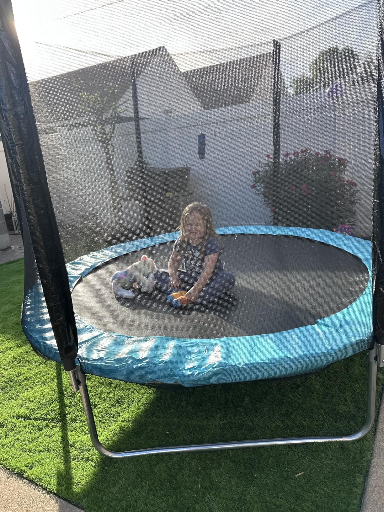 AOTOB 8FT 10FT 12FT 14 FT 15FT Trampoline with Safety Enclosure Net，Outdoor Trampoline with Basketball Hoop, Heavy Duty Jumping Mat and Spring Cover Padding for Kids and Adults, Storage Bag and Ladder customer photo 1