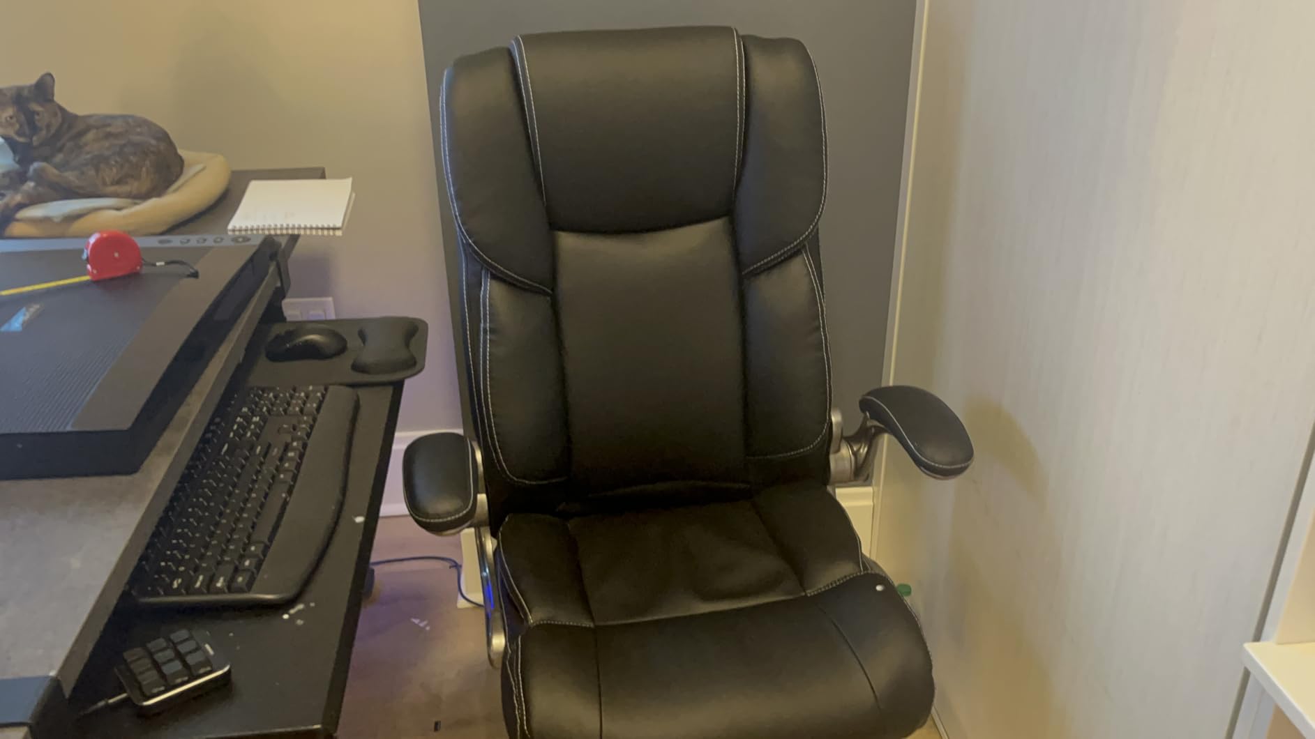 COLAMY High Back Executive Office Chair Padded Leather Ergonomic Computer Desk Chair with Inflatable Lumbar Support & Flip-Up Arms customer photo 2