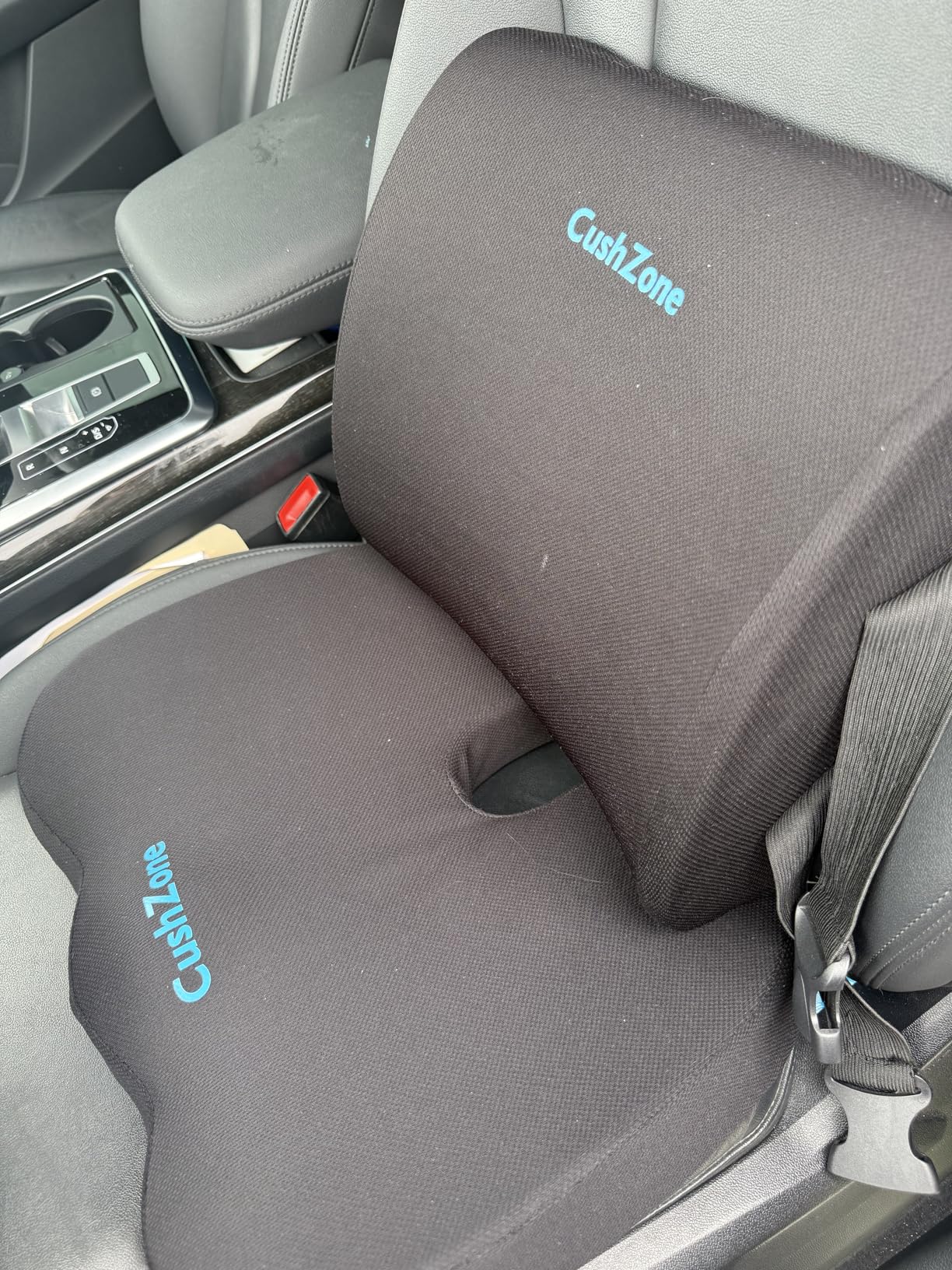 CushZone Ergonomic Seat Cushion & Lumbar Support Pillow - Memory Foam for Sciatica Pain Relief & Posture Correction, Non-Slip Chair Cushions for Office Chair/Car/Wheelchair/Travel customer photo 1