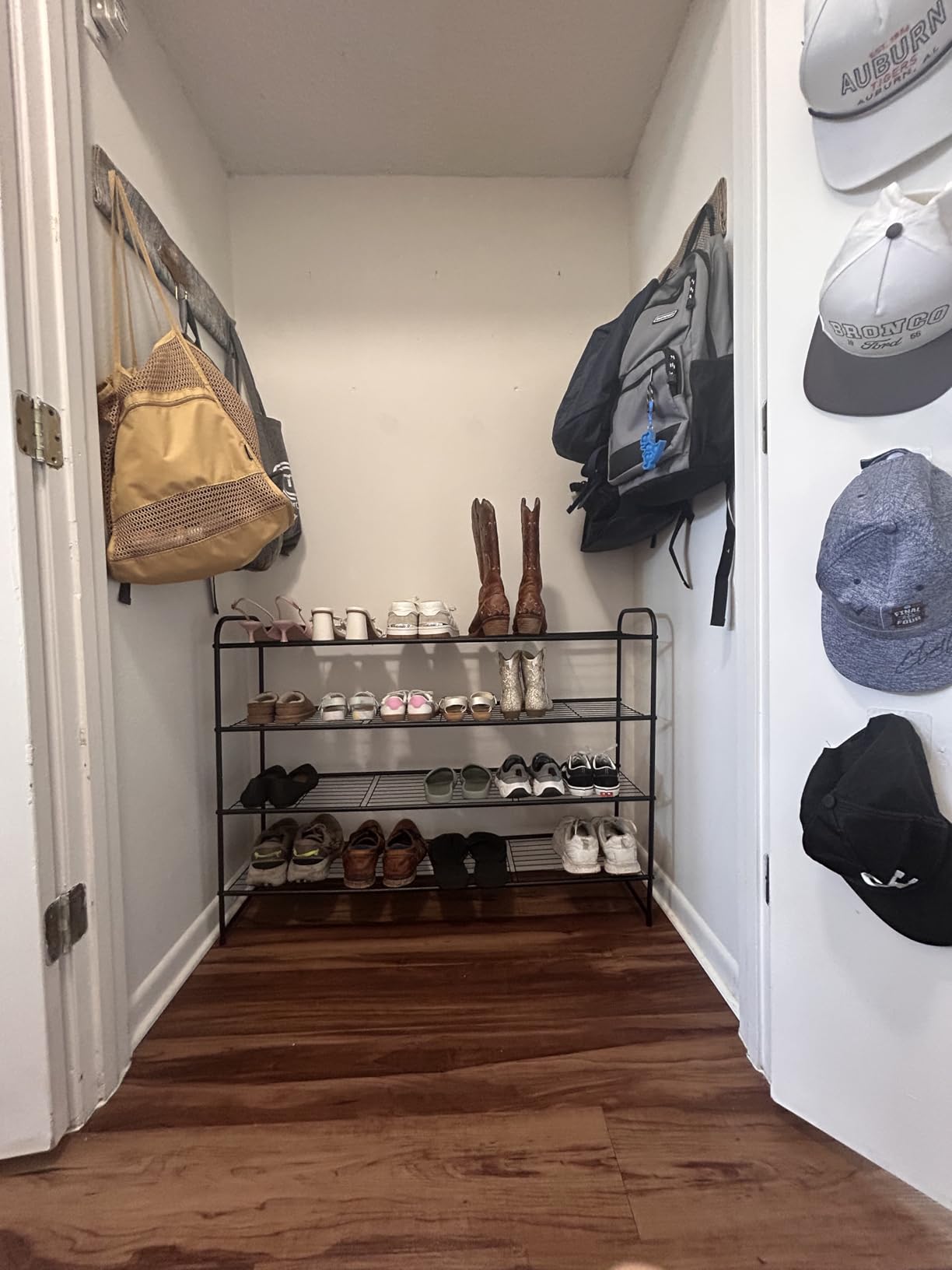 AOODA Long 2 Tier Shoe Rack for Closet - Metal Wide Stackable Shoe Storage Organizer for Entryway, Bedroom, Floor, 18-Pairs Low Shoe Shelf, Black customer photo 1