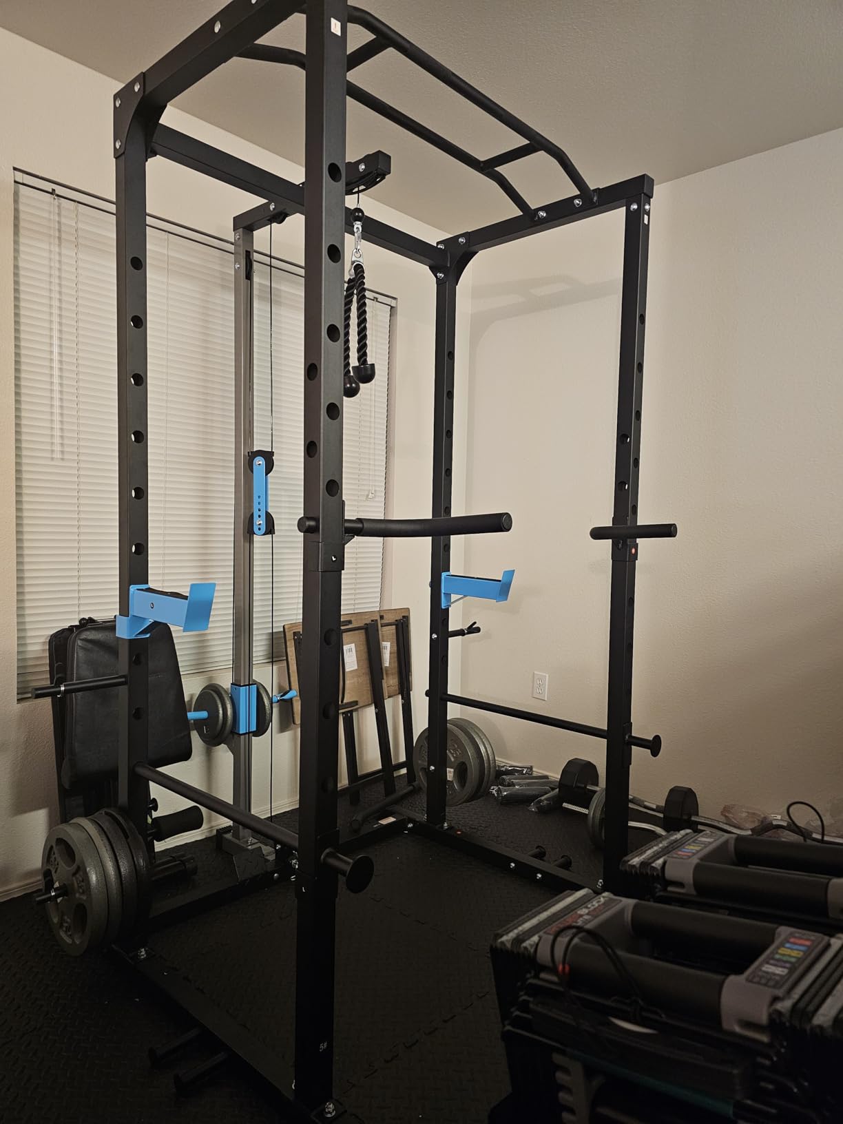 ULTRA FUEGO Power Cage, Multi-Functional Power Rack with J-Hooks, Dip Handles, Landmine Attachment and Optional Cable Pulley System for Home Gym customer photo 2