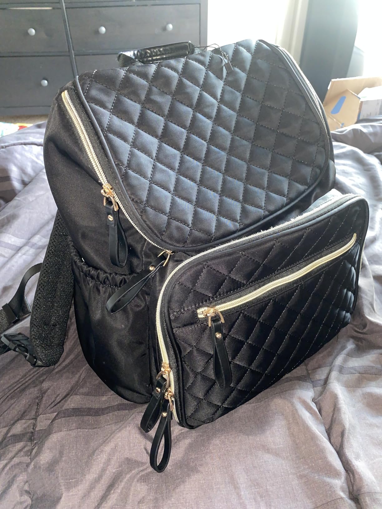 LORADI Lightweight Diaper Bag Backpack with Stroller Clips, Insulated Pockets, Baby Shower Essentials, Compact, Black customer photo 2