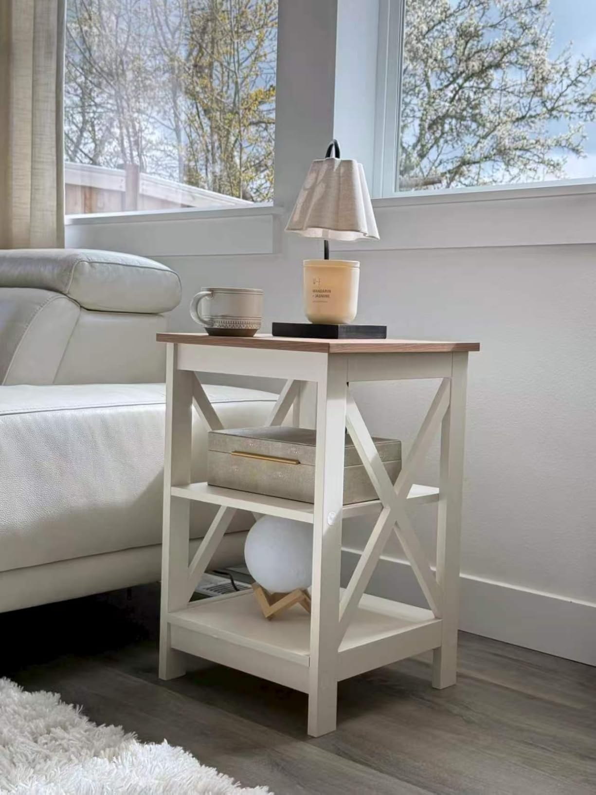 PHI VILLA End Table Living Room Set of 2, Farmhouse Bed Side Table Nightstands for Bedroom, Ivory White Small Side Table customer photo 1