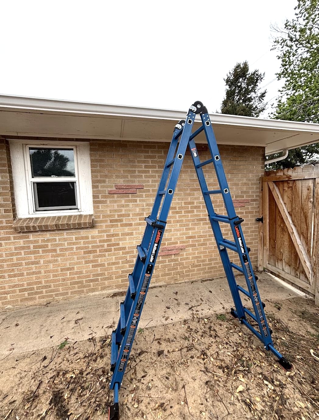 LANBITOU Ladder, A Frame 4 Step Ladder Extension, 14 FT Anti-Slip Multi Position & Storage Folding Ladder customer photo 1