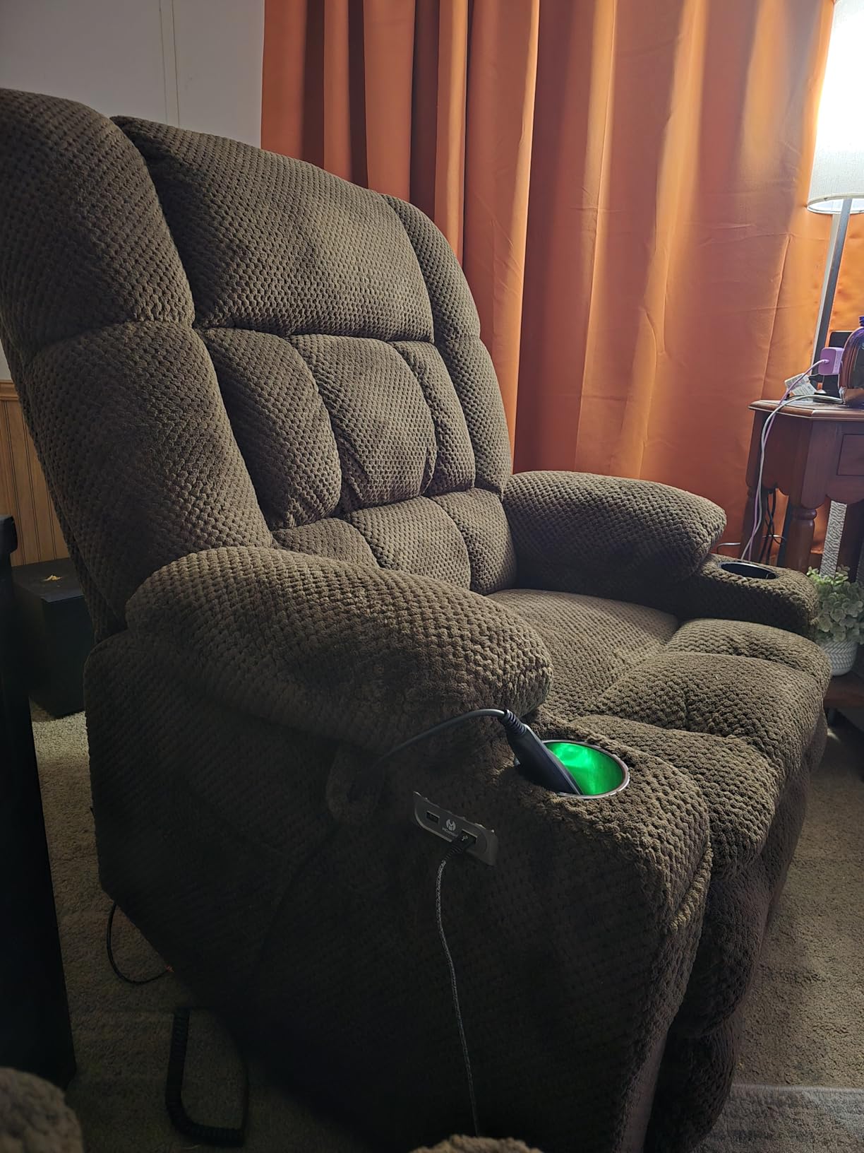 MCombo Dual Motor Power Lift Recliner Chair with Massage and Heat for Elderly People, Infinite Position, USB Ports, Cup Holders, Fabric 7890 (Medium, Dark Gray) customer photo 1