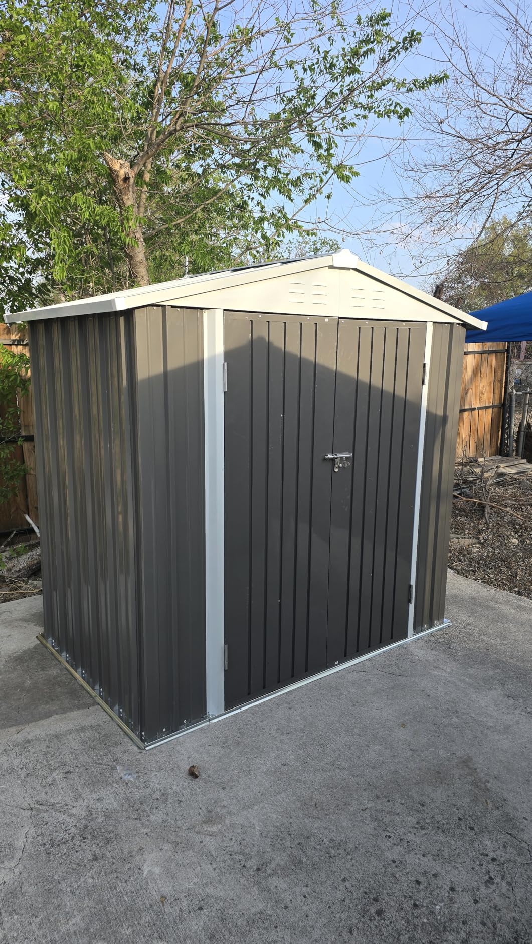 Patiowell 5x3 FT Outdoor Storage Shed, Tool Shed with Sloping Roof and Lockable Door, Metal Shed for Backyard Garden Patio Lawn, Brown customer photo 1