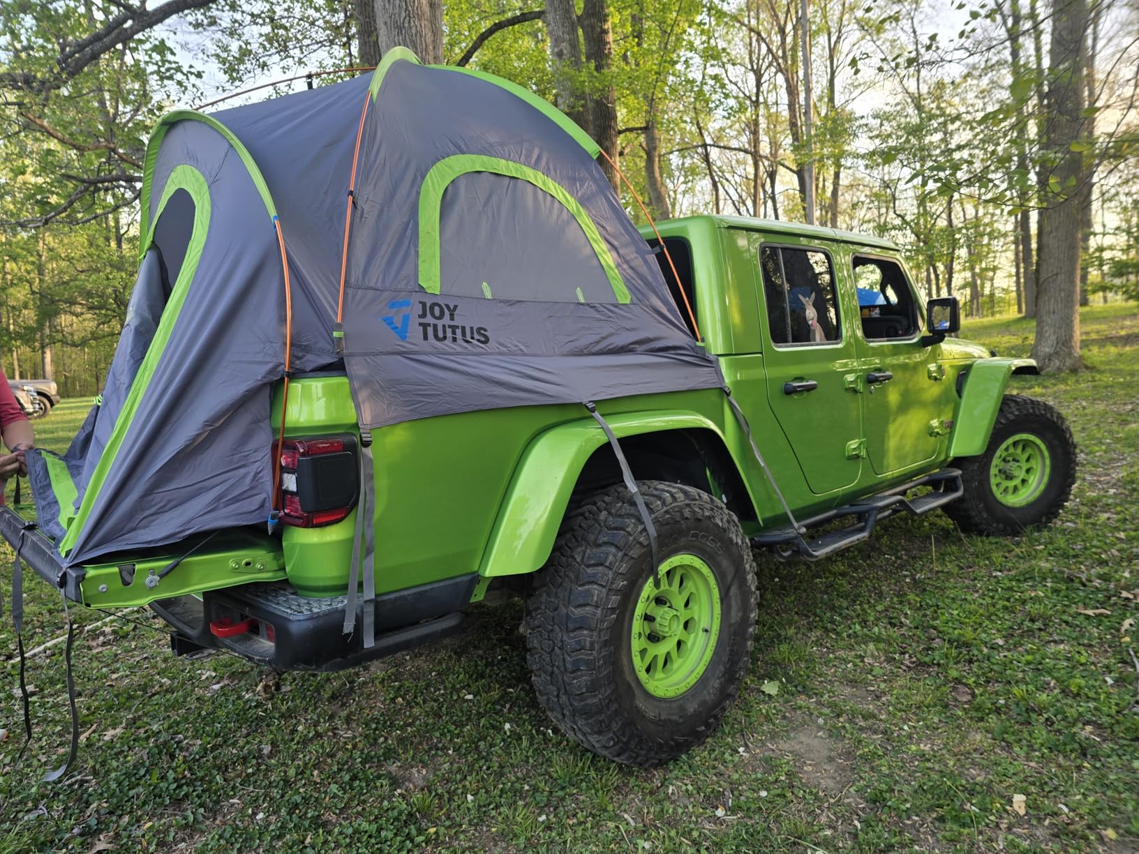 JOYTUTUS Pickup Truck Tent 5ft 2.0, Waterproof PU2000mm Double Layer for 2 Person, Portable Truck Bed Tent with Rainfly, Green, Aluminum Pole customer photo 1