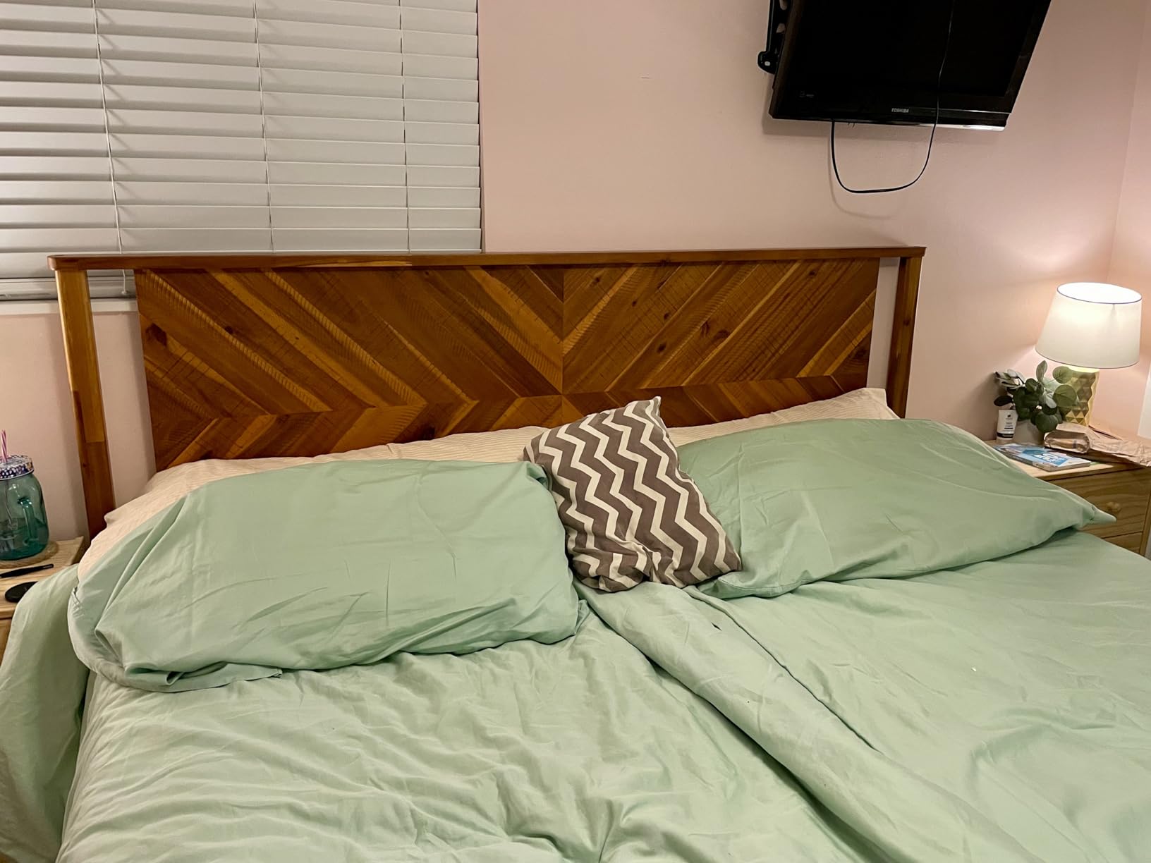 Bme Vivian Headboard ONLY, Rustic & Scandinavian Style with Solid Acacia Wood, Easy Assembly, King, Rustic Golden Brown customer photo 2