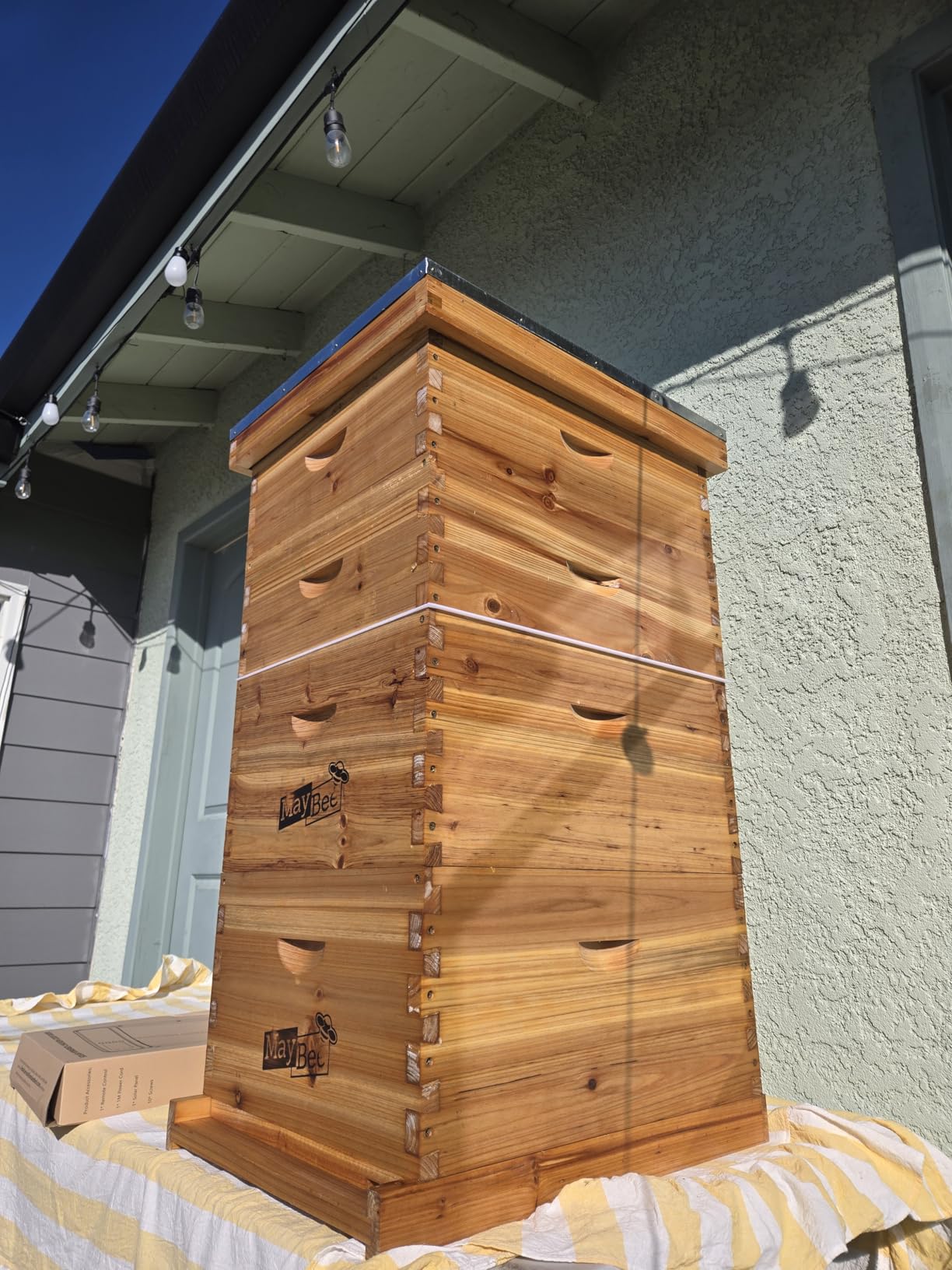 MayBee 10-Frame Langstroth Beehive Dipped in 100% Beeswax, Complete Bee Hives and Supplies Starter Kit Includes 2 Deep Hive Bee Box and 2 Bee Hive Super with Beehive Frames and Foundation customer photo 2