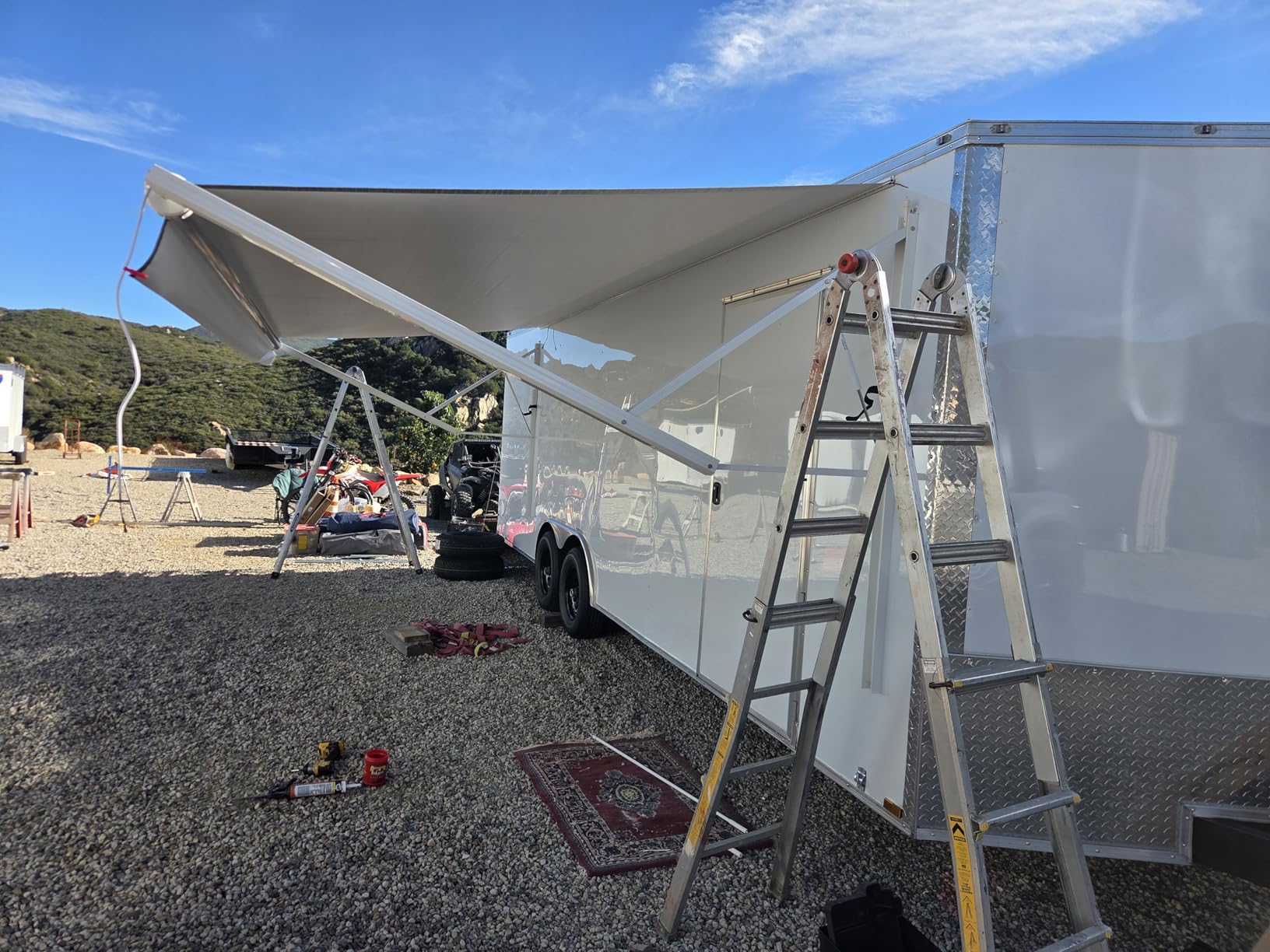 YESCAMP Motorized RV Awning Complete Kit Retractable Electric Camper Awning for RV,Trailers,5th Wheel,Toy Haulers,Motohome RV Trailer Awning for Camper or Home(13Ft,Black Frame,Black Fade) customer photo 2