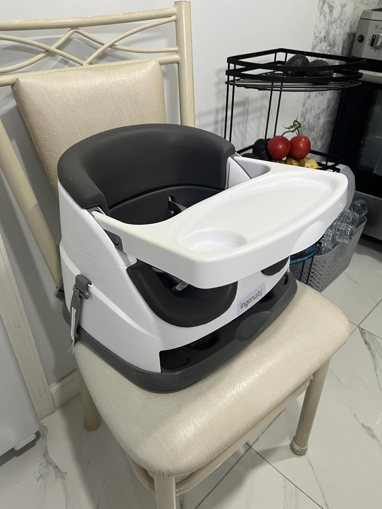 Ingenuity Baby Base 2-in-1 Booster Feeding and Floor Seat with Self-Storing Tray - Mist customer photo 1
