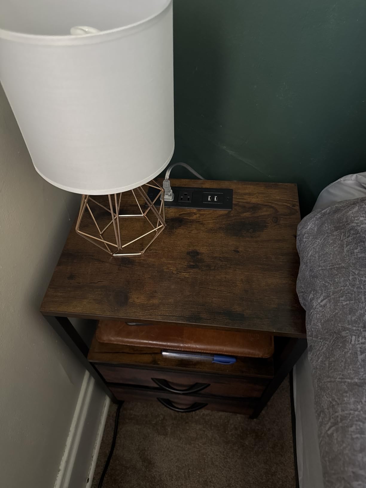 Yoobure Nightstand with Charging Station, Small Night Stand with Fabric Drawers and Storage Shelf for Bedrooms, Small Spaces, Bedside Table with USB Ports & Outlets customer photo 2