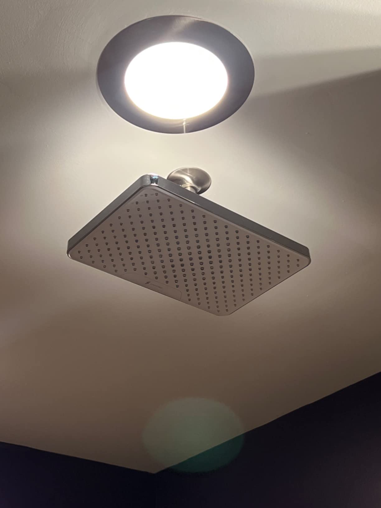 SparkPod 12 Inch Rectangle Rain Shower Head - Ceiling or Wall Mount Rainfall Shower Head - Large Coverage Showerhead - Brass Ball Joint with 360° Adjustment - 1-Min Install (Elegant Brushed Nickel) customer photo 2