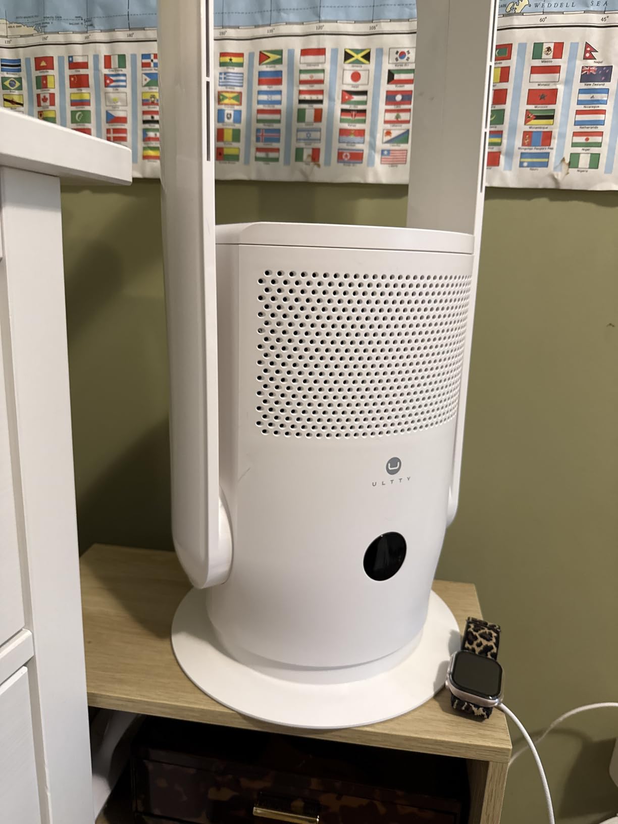 U ULTTY Bladeless Tower Fan with Air Purifier, 90° Oscillating Bladeless Fan with Remote, Touch, 8H Timer, Floor Fans for Bedroom Whole Room Home Office R021, White customer photo 1