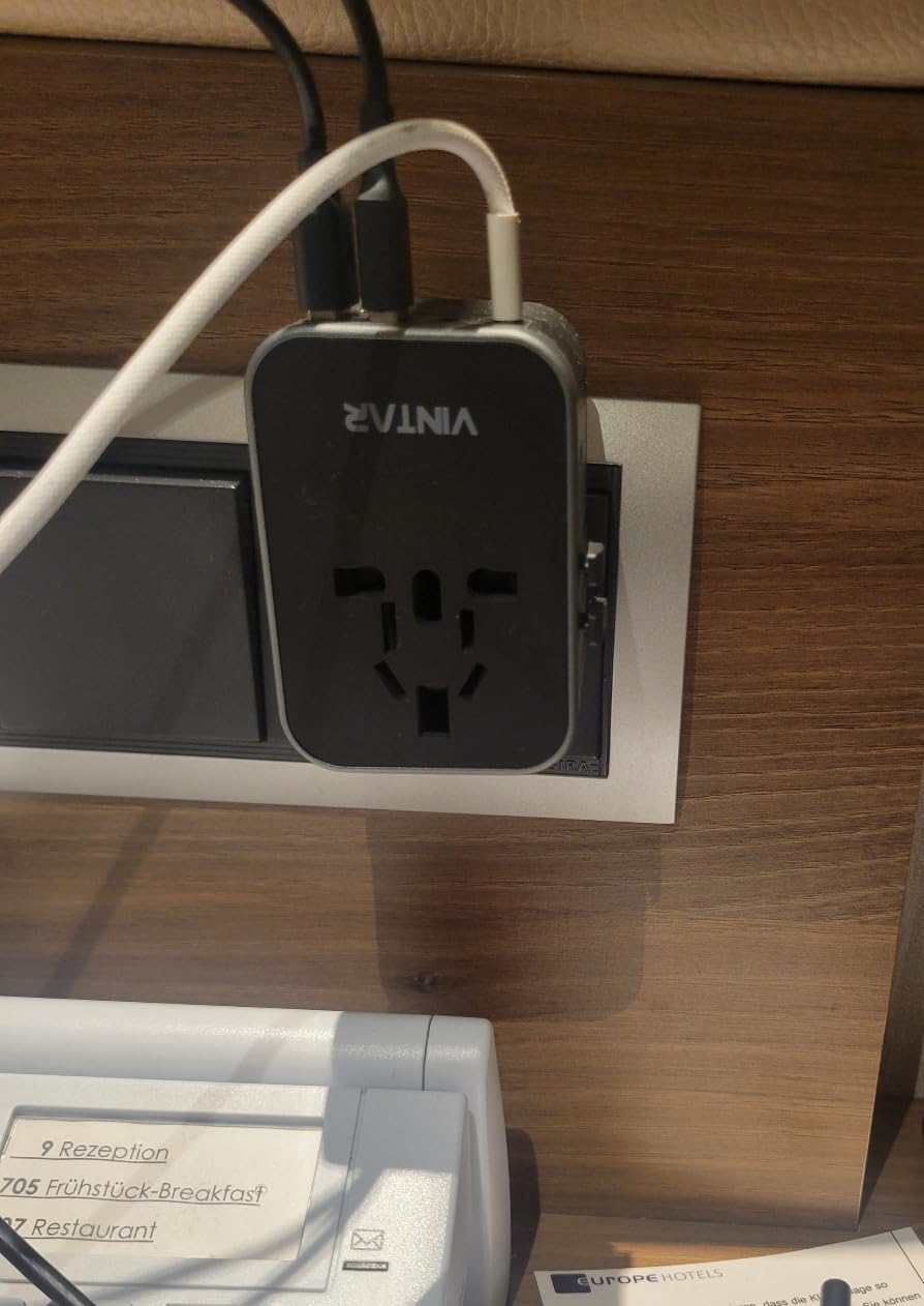 Universal Travel Adapter, VINTAR International Power Adapter with 6A 3 USB C and 2 USB Ports, All in One Travel Essentials Plug Adapter, Worldwide Outlet Converter for Europe UK USA AUS customer photo 1