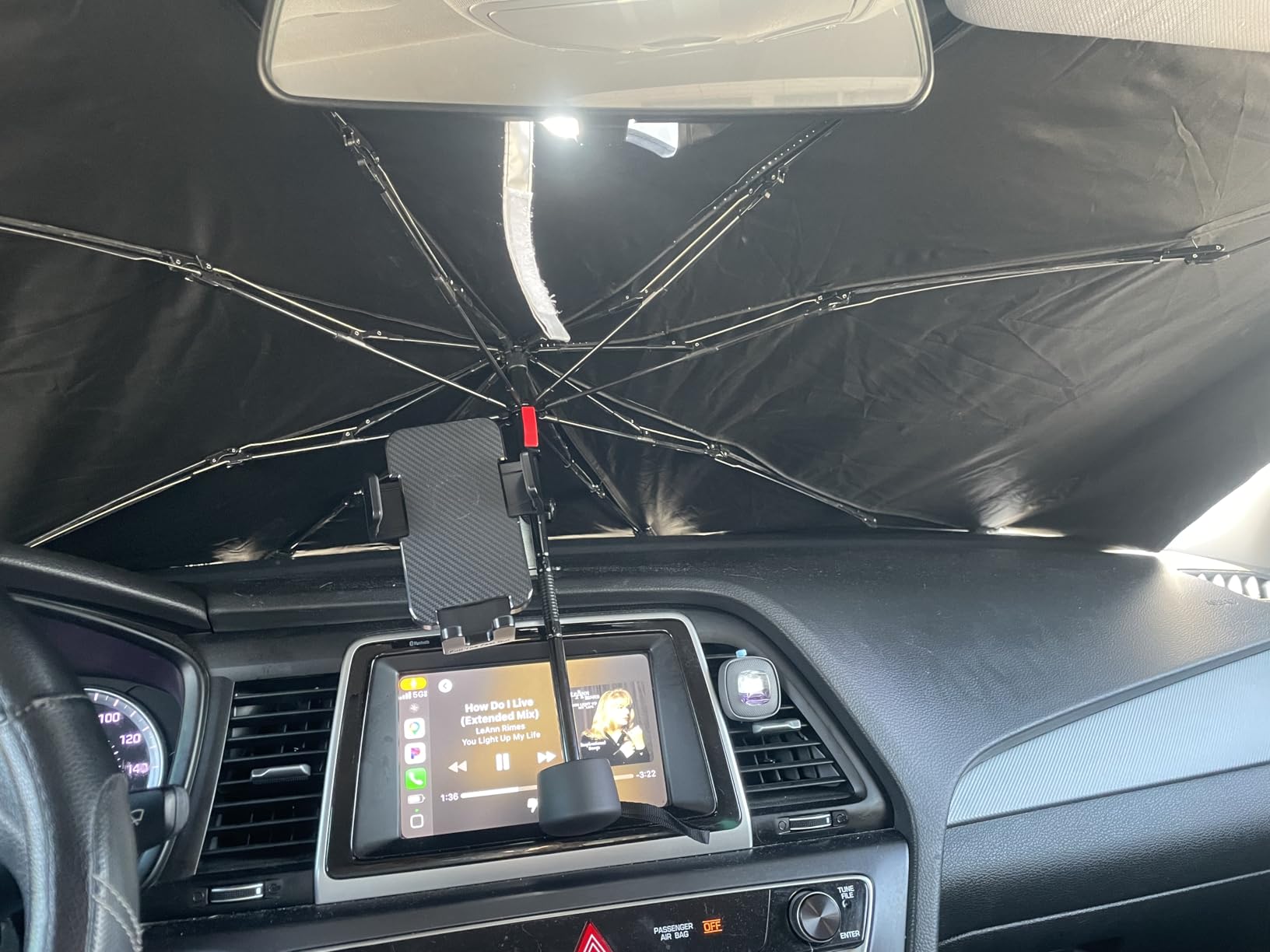 Lamicall Car Windshield Sunshade Umbrella - Foldable Car Windshield Sun Shade Cover, 5 Layers UV Block Coating, 52