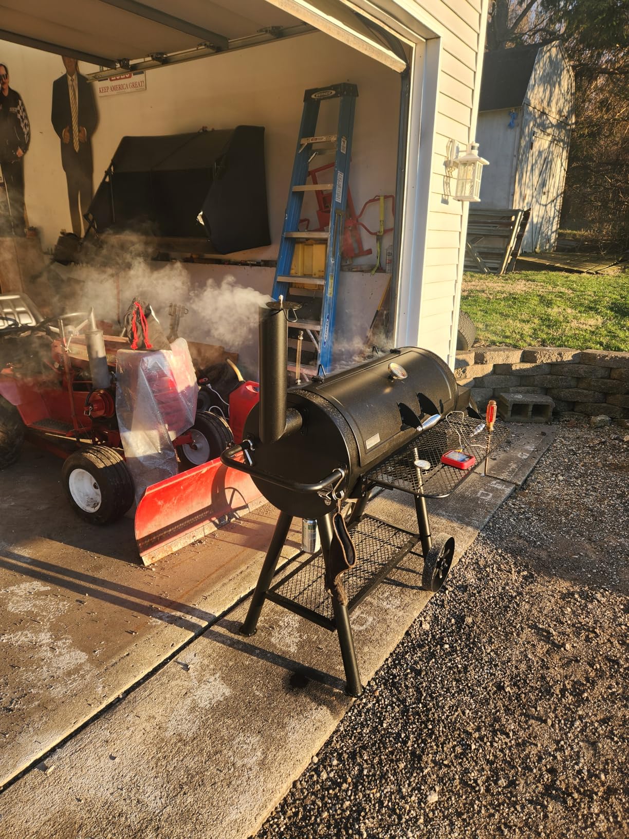 MFSTUDIO Heavy Duty Charcoal Wood Offset Outdoor Smoker Grill, Extra Large Charcoal Grill with Smoker Combo for BBQ Grilling, 941 SQ.IN. customer photo 2