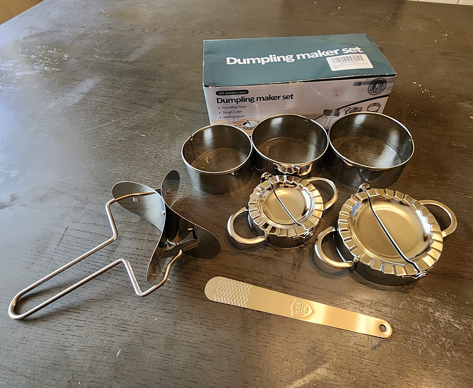 Dumpling Maker Set 7 Piece - Stainless Steel Dumpling Press Kit with Dough Cutter Rings, Empanada Mold & Filling Spoon - DIY Dumpling Maker Tool Set for Gyoza, Pierogi, Ravioli customer photo 2