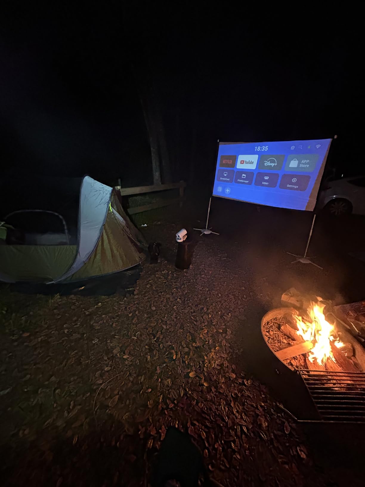 Portable Projector Screen with Stand Outdoor: Camping Projection Screen 80 inch 4K Movie Screen for Home Backyard Indoor 16:9 HD Night customer photo 2