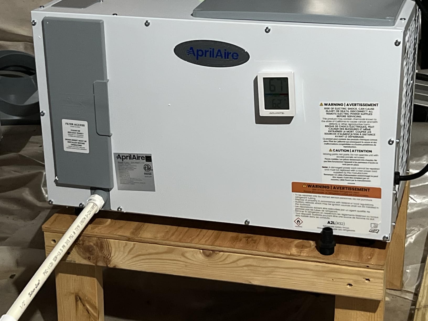 AprilAire E100 Pro Dehumidifier Bundle - 100 Pint Whole House Dehumidifier - Full Complete Kit - Crawl Spaces, Basements, Whole Homes up to 5,500 sq. ft customer photo 1