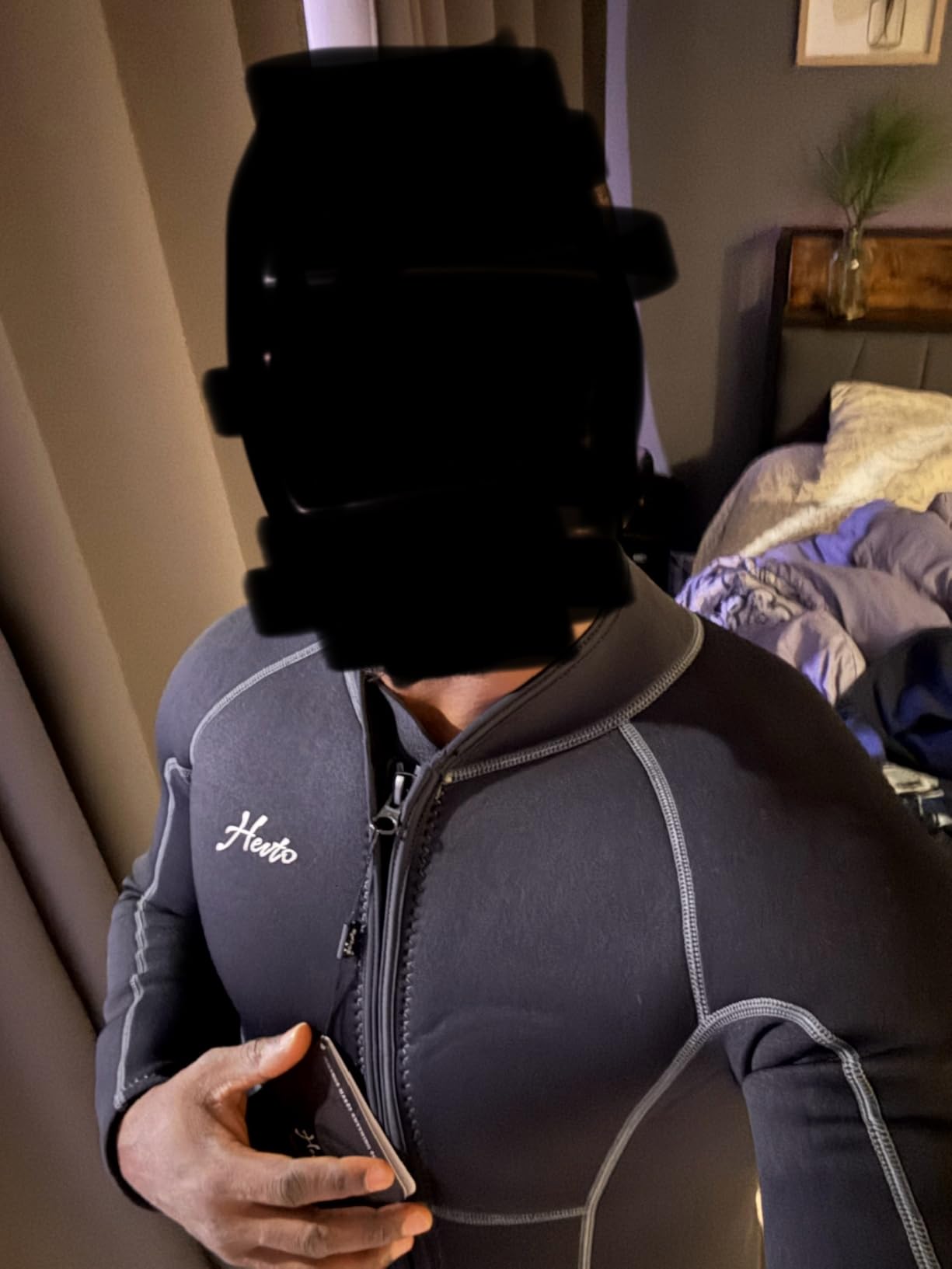 Hevto Men Wetsuits 3/2mm Neoprene Wet Suit Back Front Zip in Cold Water for Surfing Swimming Diving customer photo 1