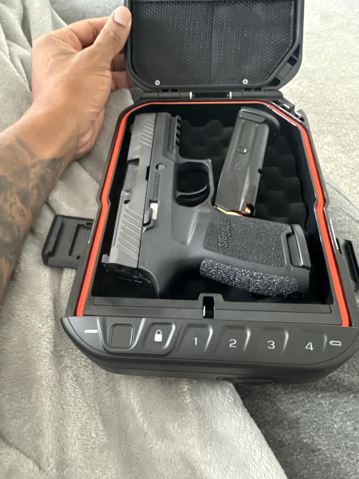 VAULTEK LifePod 10 Compact Lockable Weatherproof Case with Built-in Lock, Steel Security Cable, & TSA Handgun Case or Car Safe, Portable Travel Pistol Safe/Covert Black/Biometric customer photo 1